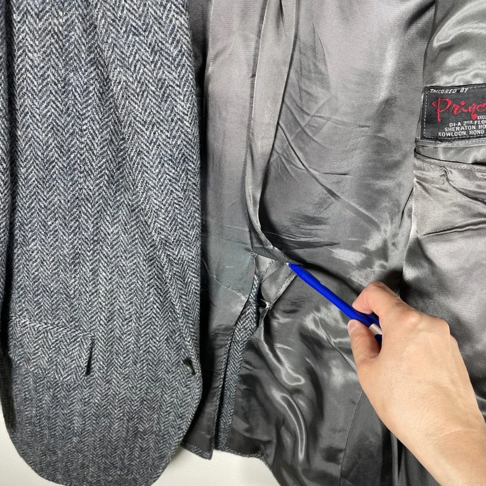 Harris Tweed Mens Grey Herringbone Wool Blazer Sports Coat Pringle 40R *Read*